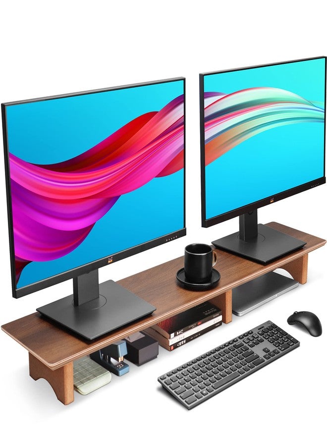 aothia Aothia Solid Wood Dual Monitor Stand Riser 43 inch