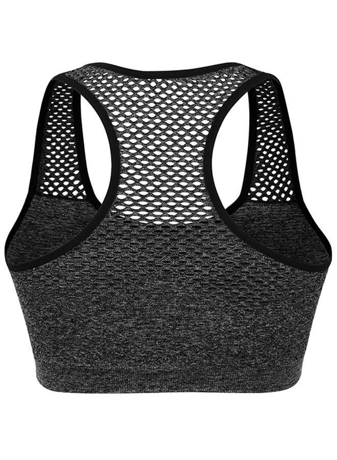 Wireless Mesh Quick-Dry Sports Bra Bra Grey  - Image 3