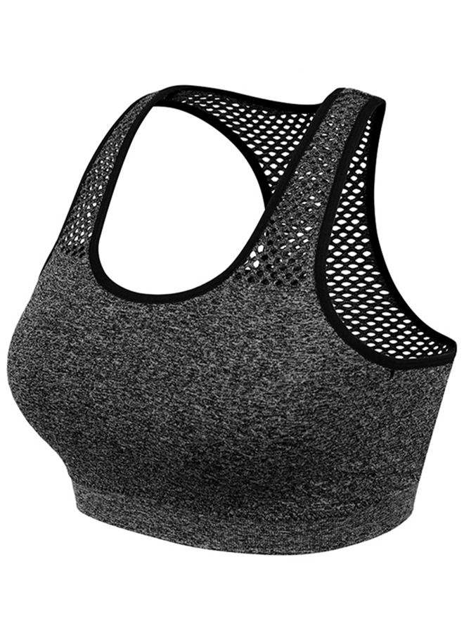 Wireless Mesh Quick-Dry Sports Bra Bra Grey  - Image 2