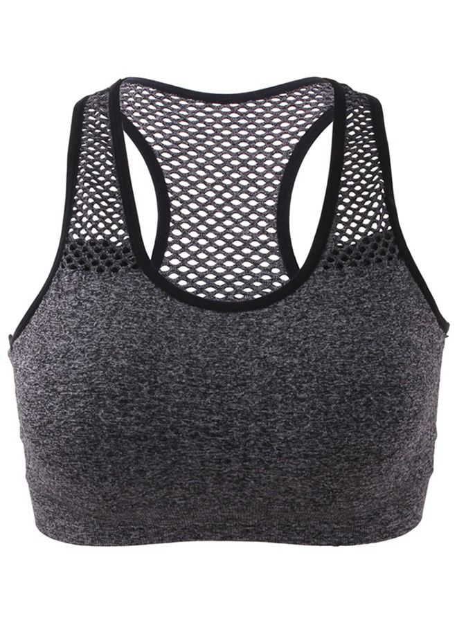 Wireless Mesh Quick-Dry Sports Bra Bra Grey  - Image 1