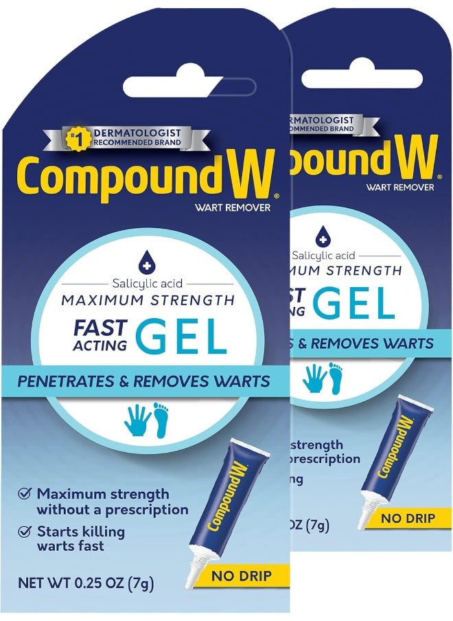 Compound W Wart Remover Fast Acting Gel, Maximum Strength Salicylic Acid, 0.25Oz, Pack Of 2  - Image 1