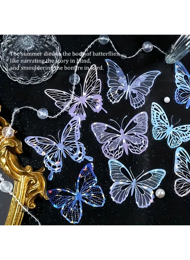 12pcs Glitter Butterfly Stickers Self Adhesive Shiny Transparent Decals Mixed Color - Image 2
