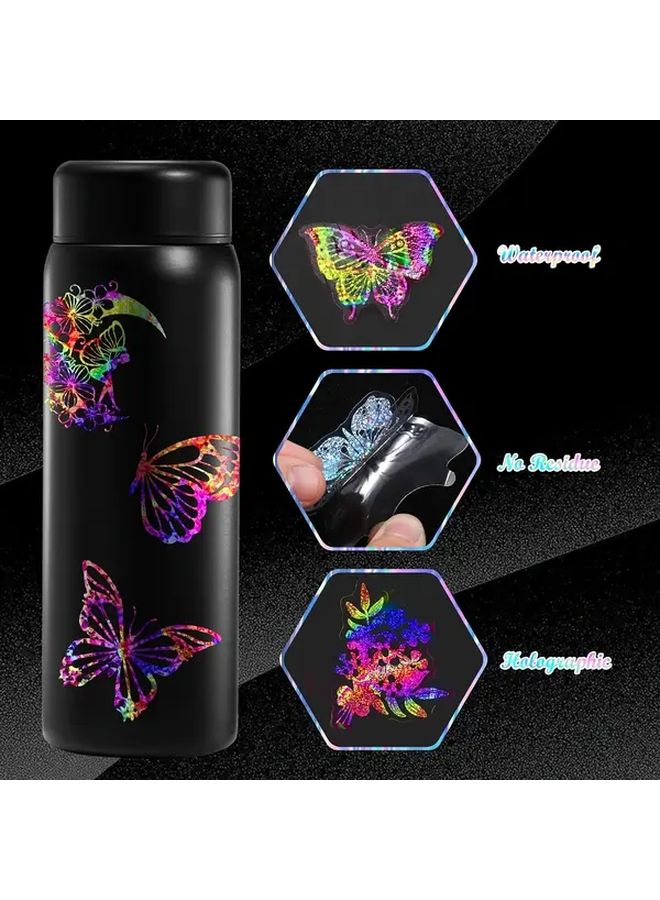 12pcs Glitter Butterfly Stickers Self Adhesive Shiny Transparent Decals Mixed Color - Image 5