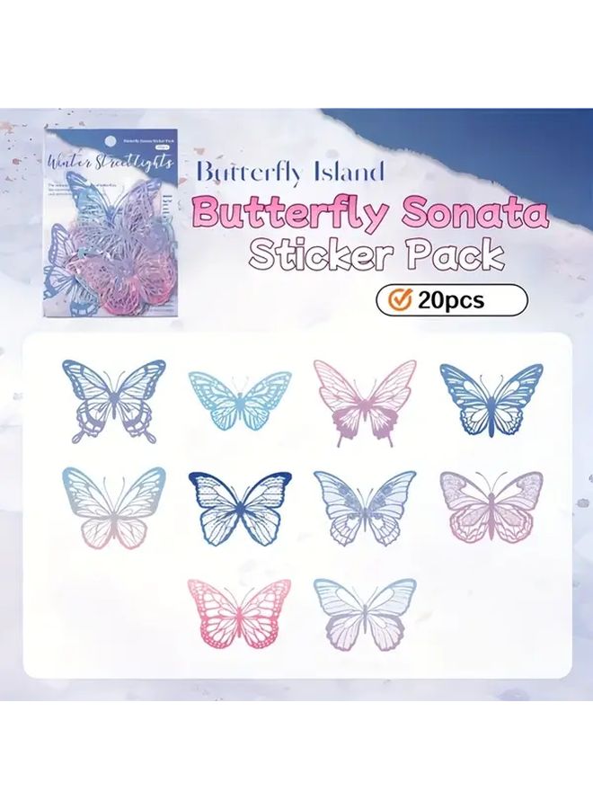 12pcs Glitter Butterfly Stickers Self Adhesive Shiny Transparent Decals Mixed Color - Image 1