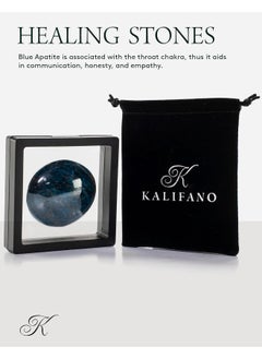 Kalifano KALIFANO Blue Apatite Palm Stone with Healing & Calming Effects - AAA Grade High Energy Apatito Azul Worry Stone - Reiki Crystal Used for Intuition  - Image 2