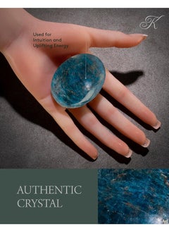 Kalifano KALIFANO Blue Apatite Palm Stone with Healing & Calming Effects - AAA Grade High Energy Apatito Azul Worry Stone - Reiki Crystal Used for Intuition  - Image 3