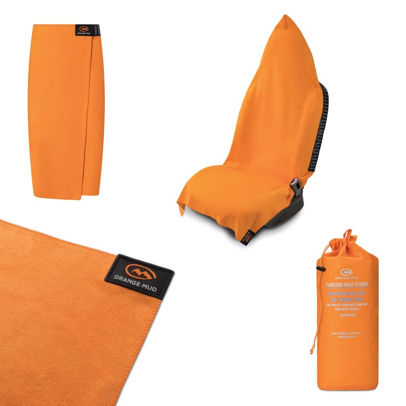 Orange Mud Transition Wrap Extreme  Orange Waterproof Car Seat Cover  Changing Towel  Secure Wrap for Athletes Runners Cyclists Triathletes  SweatProof QuickDry NoSlip Fit