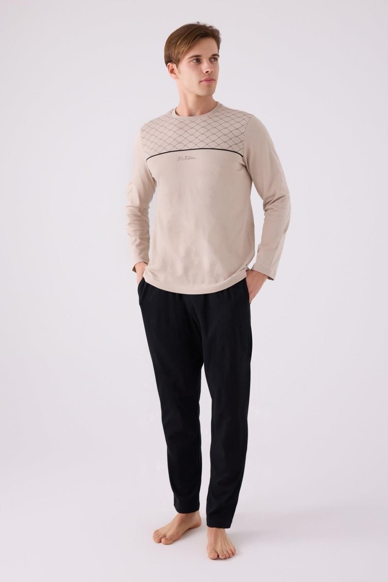 Arnetta Cotton Winter Men's Pajama Set, Lined Inside, Long Sleeves and Pockets  - Image 1