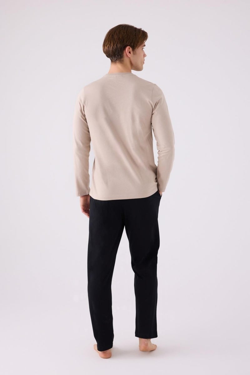 Arnetta Cotton Winter Men's Pajama Set, Lined Inside, Long Sleeves and Pockets  - Image 4
