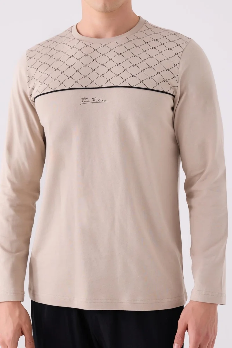 ارنيتا Cotton Winter Men's Pajama Set, Lined Inside, Long Sleeves and Pockets