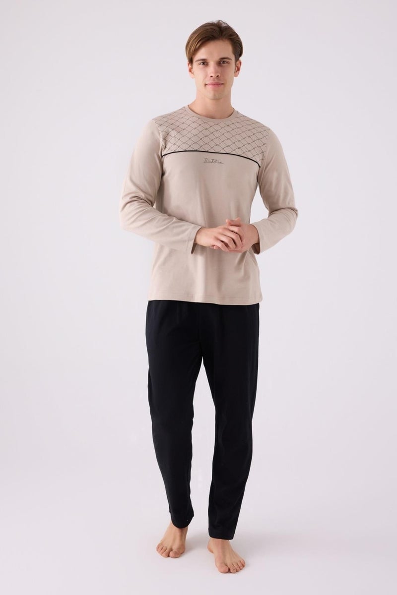 Arnetta Cotton Winter Men's Pajama Set, Lined Inside, Long Sleeves and Pockets  - Image 2