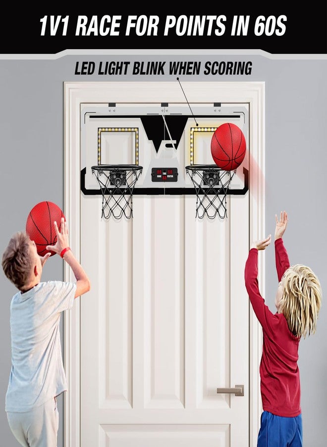 HYES 2 Player Basketball Game, Dual Shot Over The Door Mini Basketball Hoop Indoor with Scoreboard & LED, Basketball Toy Gifts for Kids Boys Girls Adults, Suit for Bedroom/Office/Outdoor/Pool, Black - Image 3