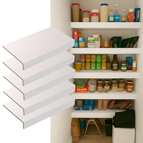 Gideio White Shelf Covers for Wire Shelving 24x12 Inch 5-Pack, Instant PVC Wood Look for Pantry, Closet & Kitchen, DIY Trimmable & Odorless - Image 1