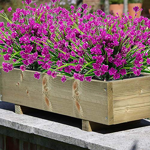 Grunyia 10 Bundles Artificial Flowers Outdoor UV Resistant Fake Plants Indoor Outside Hanging Planter Home Garden Decor (Purple) - Image 3