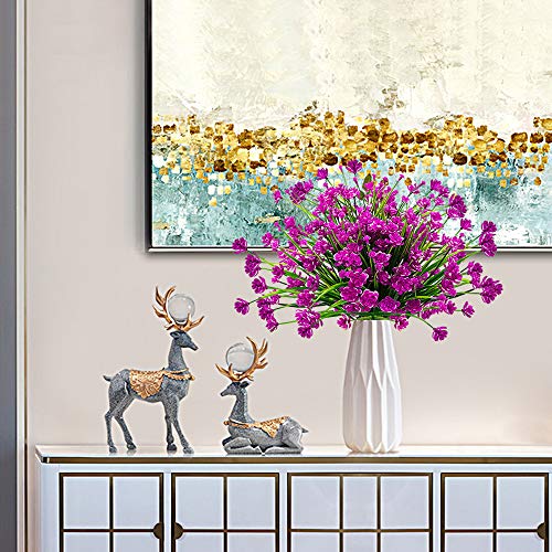 Grunyia 10 Bundles Artificial Flowers Outdoor UV Resistant Fake Plants Indoor Outside Hanging Planter Home Garden Decor (Purple) - Image 2