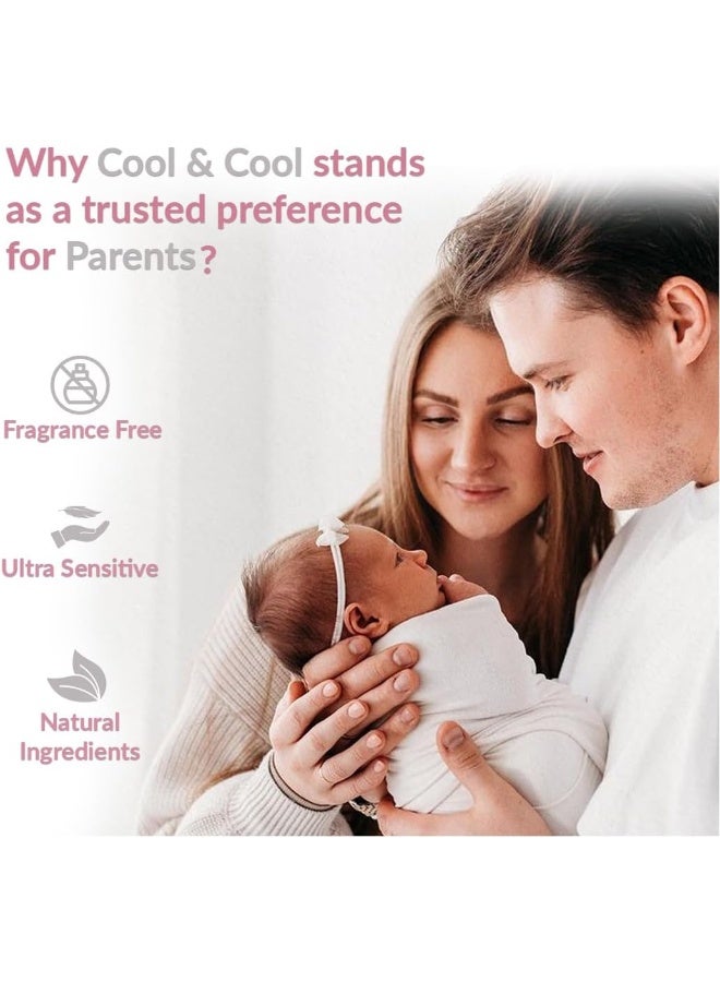 Cool & Cool Pack Of 10 AquaWipes 96's 99% AQUA, 0% Alcohol, Ultra Sensitive, Fragrance-Free, Natural Ingredients 1152 Wipes - Image 2