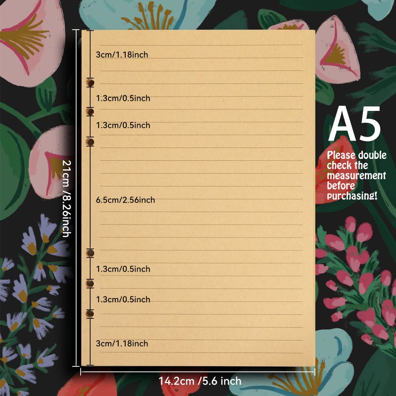 Purture Refill Paper, Loose Leaf Binder, College Ruled Notebook, A5 Lined Writing Paper, A5 Planner Inserts - 140 Sheets/280 Pages - Image 2