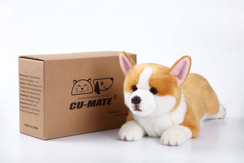 CU-MATE CUMATE 16 Welsh Corgi Pembroke Stuffed Dog Animal SimulationRealistic  Lifelike Soft Handmade Lying Dog Plush Toy Puppy Present Gift for Boys and Girls - Image 3