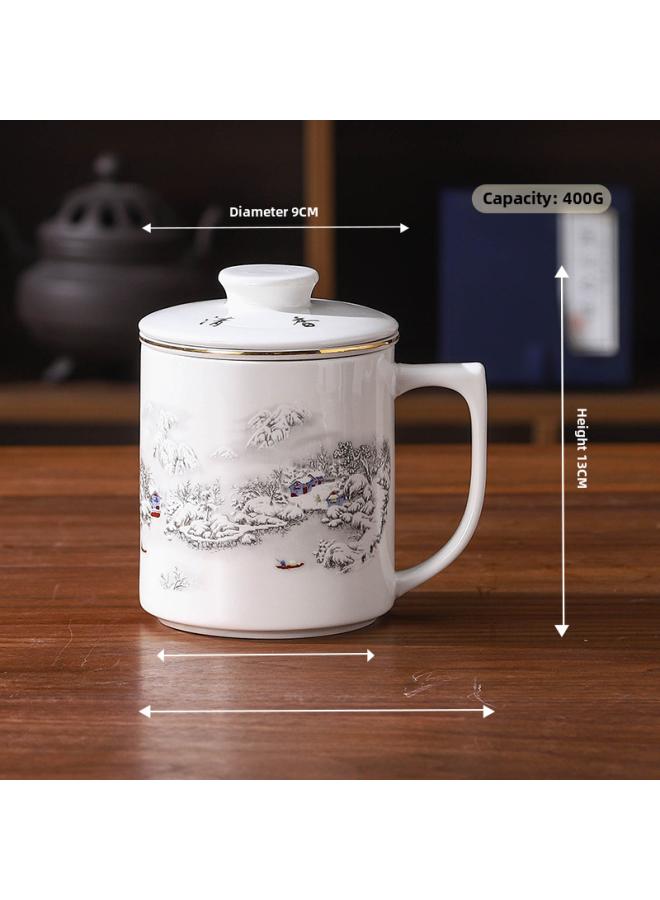 Chinese-style Ceramic Cup With Lid Office Tea Cup With Filter Net Tea Separation Cup Tea Separation Cup Personal Cup