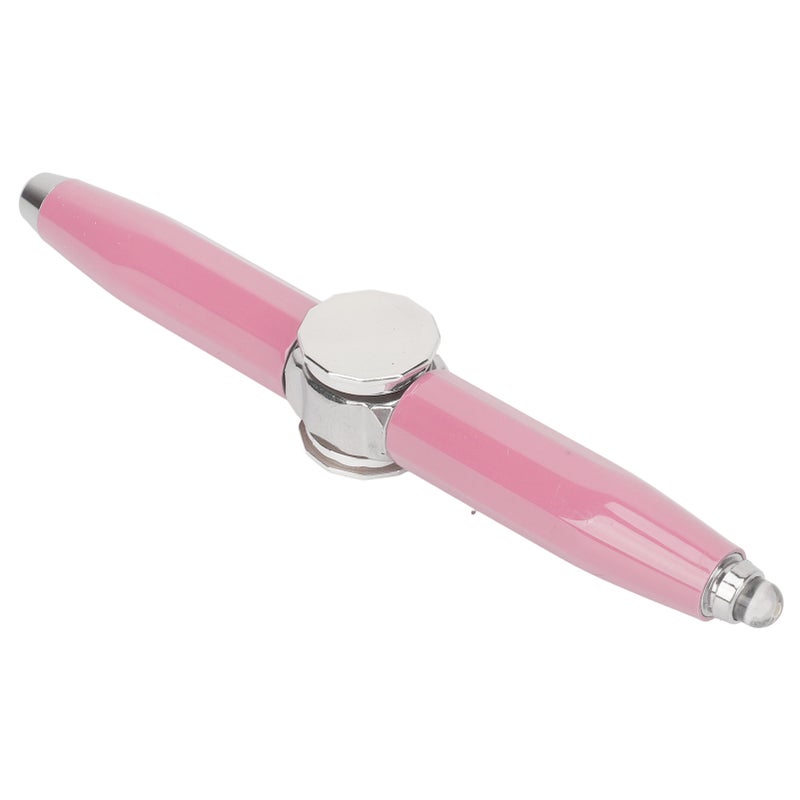 Fidget Pen Gyroscope Writing Portable Stress Relief Finger Spinning Ballpoint Pen with LED Light for Students Light Pink - Image 5