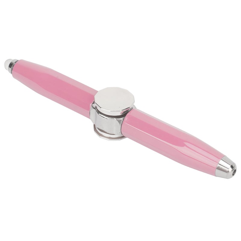 Fidget Pen Gyroscope Writing Portable Stress Relief Finger Spinning Ballpoint Pen with LED Light for Students Light Pink - Image 2