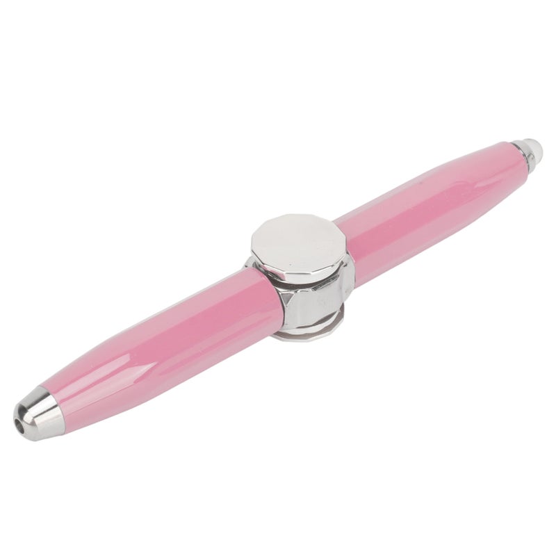 Fidget Pen Gyroscope Writing Portable Stress Relief Finger Spinning Ballpoint Pen with LED Light for Students Light Pink - Image 3