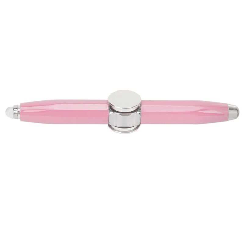 Fidget Pen Gyroscope Writing Portable Stress Relief Finger Spinning Ballpoint Pen with LED Light for Students Light Pink - Image 1