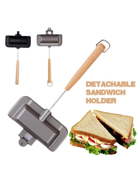 Double-Sided Non-Stick Sandwich Pan - Foldable Grill & Frying Pan for Bread, Toast, Pancake Maker, Breakfast Machine