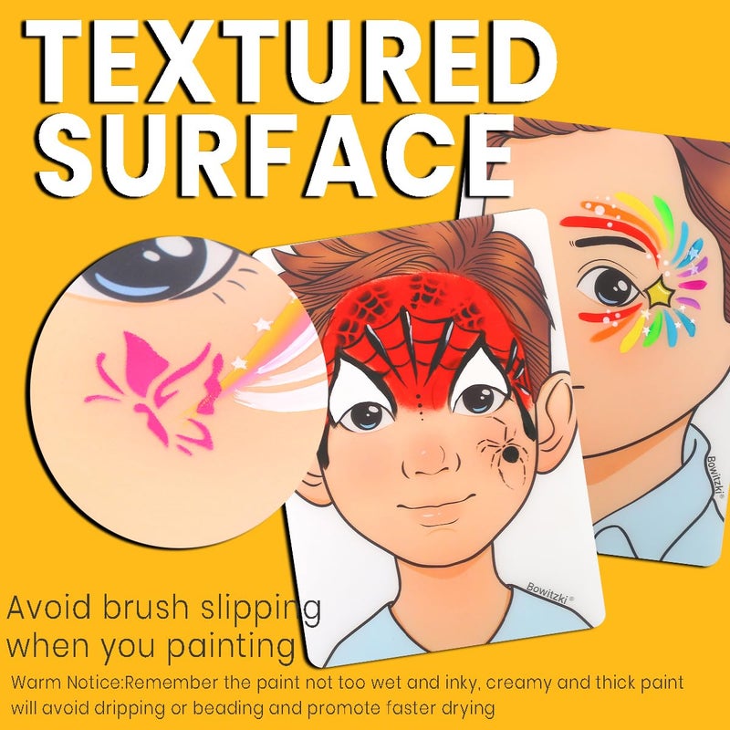 Bowitzki face painting practice board,5 pieces reusable colorful face paint practice board,painting makeup excersize template A4 size - Image 2