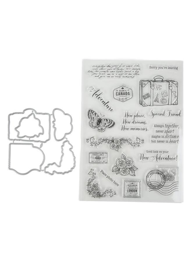Thoraya - Clear Stamp Kit Unique Shape Decorative Transparent Template Embossing Cutting Die Set for DIY Scrapbook Crafts - Image 1