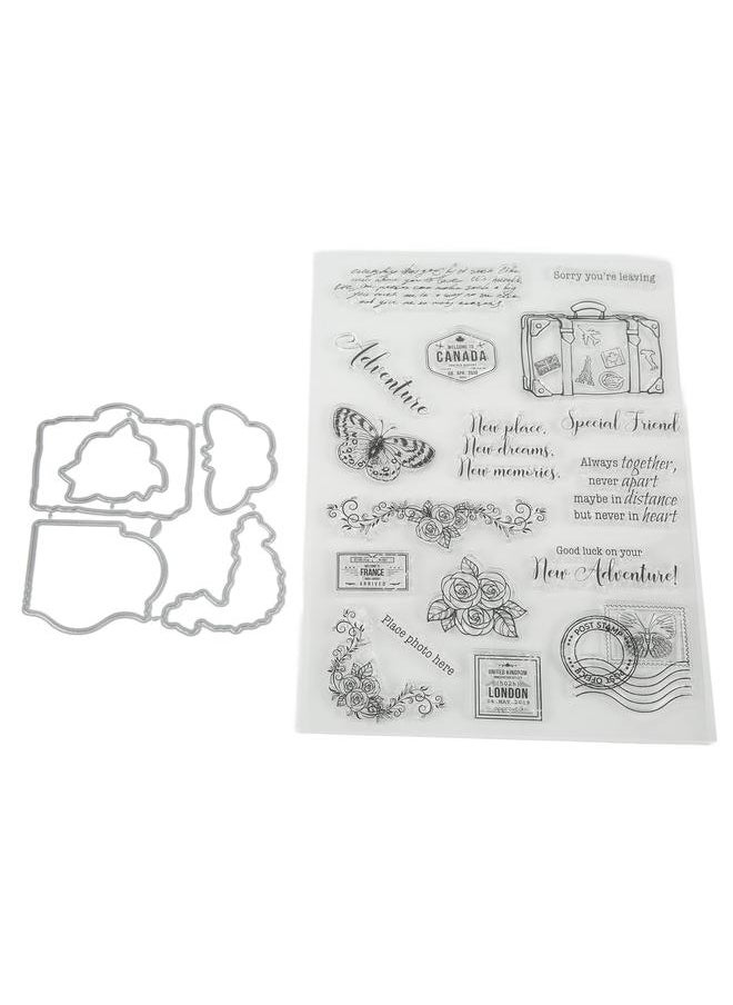 Thoraya - Clear Stamp Kit Unique Shape Decorative Transparent Template Embossing Cutting Die Set for DIY Scrapbook Crafts - Image 1