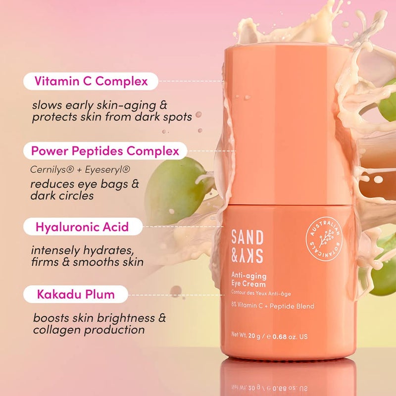 Sand & Sky Australian Essentials Anti-Aging Eye Cream with Peptides & Vitamin C - Under-Eye Brightening Formula, Reduces Dark Circles & Puffiness - Image 5