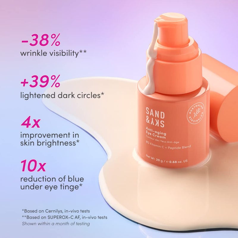 Sand & Sky Australian Essentials Anti-Aging Eye Cream with Peptides & Vitamin C - Under-Eye Brightening Formula, Reduces Dark Circles & Puffiness - Image 3