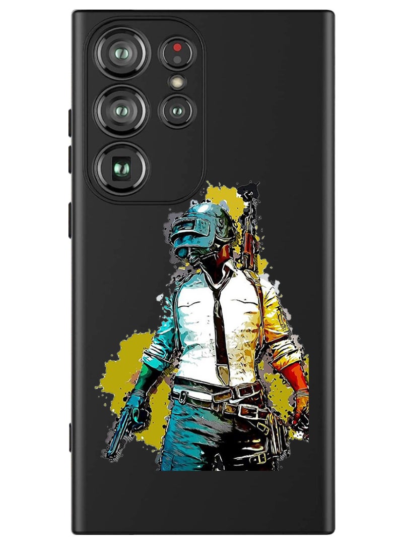 Theodor غطاء سليم واقي من السليكون السائل مع حماية كاملة للجسم، مقاوم للخدش وصدمات، لهاتف سامسونج جالكسي S24 ألترا (أسود) - ببجي - Image 1