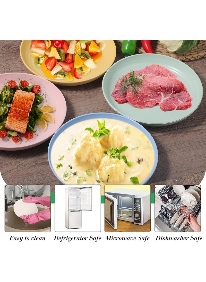 Trifecta Trifecta 4 Pack Unbreakable Dinner Deep Plates 25 CM Wheat Straw Plates Reusable Deep Plastic Plates Lightweight Salad Plates for CampingKitchen Dishes Tray 4 25 CM  - Image 3