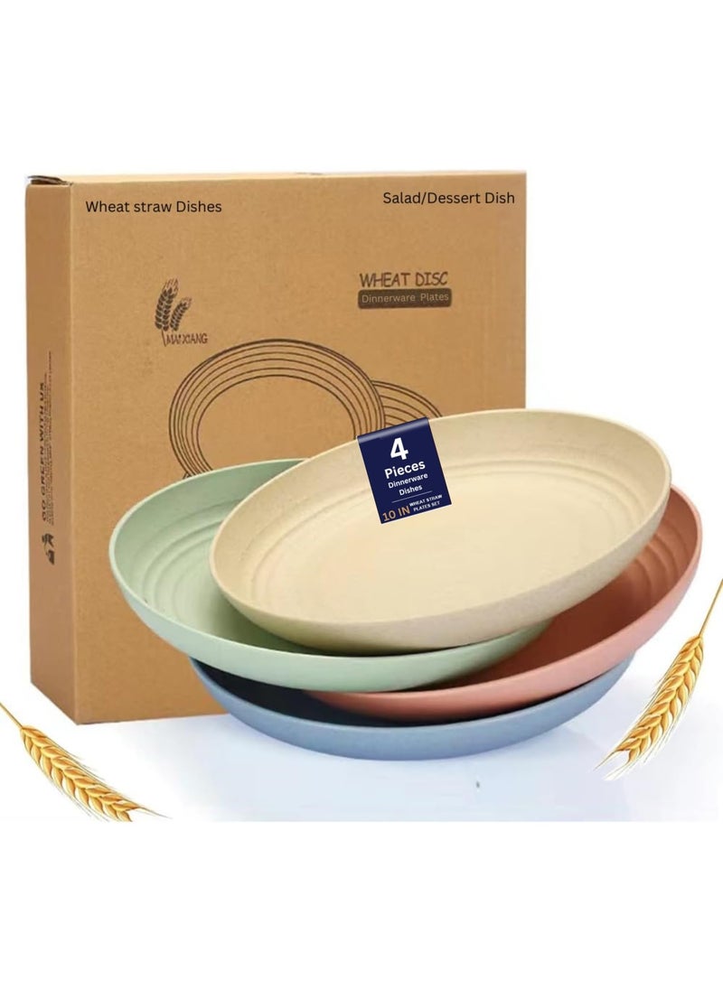 Trifecta Trifecta 4 Pack Unbreakable Dinner Deep Plates 25 CM Wheat Straw Plates Reusable Deep Plastic Plates Lightweight Salad Plates for CampingKitchen Dishes Tray 4 25 CM  - Image 1