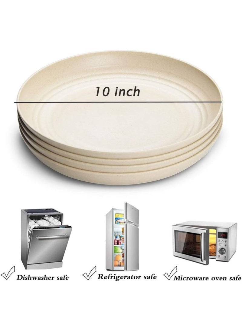 Trifecta Trifecta 4 Pack Unbreakable Dinner Deep Plates 25 CM Wheat Straw Plates Reusable Deep Plastic Plates Lightweight Salad Plates for CampingKitchen Dishes Tray 4 25 CM  - Image 5
