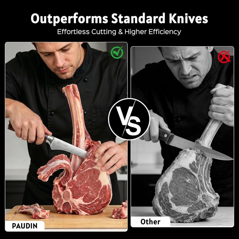 PAUDIN Boning Knife 6 Inch, Super Sharp Fillet Knife, German High Carbon Stainless Steel Deboning Knives, Professional Boning Knives for Meat Poultry Chicken, Pakkawood Handle with Gift Box - Image 5