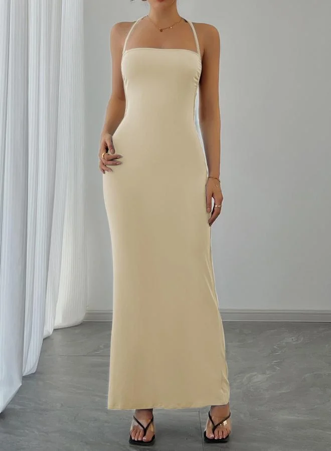 تايك تو فستان طويل ضيق بدون أكمام وبياقة هولتر