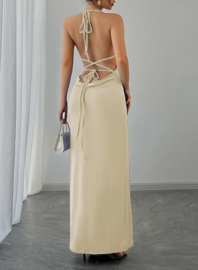 تايك تو فستان طويل ضيق بدون أكمام وبياقة هولتر