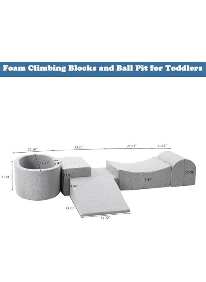 Beauenty - Climbing Toys for Toddlers 1-3,Foam Climbing Blocks and Ball Pit for Baby,5PC Soft Foam Toddlers Climbing Toys with 50 Balls,Climbing Crawling Toys Soft Foam Blocks Activity Play Set (gray) - Image 1