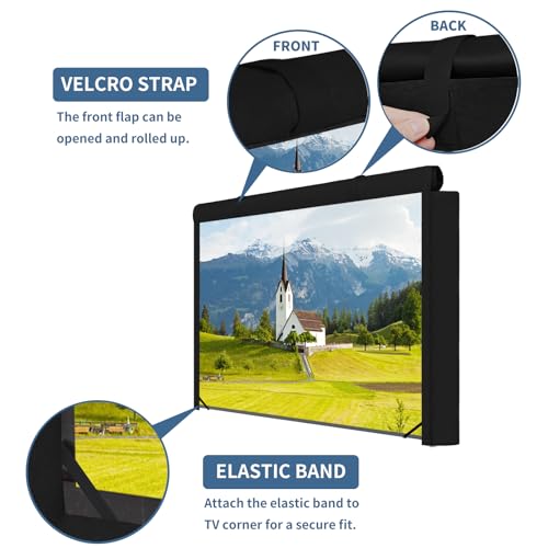 Easy-Going Outdoor TV Cover with Roll Up Front Flat for 48-50 inch, Waterproof and Weatherproof TV Cover for Flat Screen TV, Black - Image 4