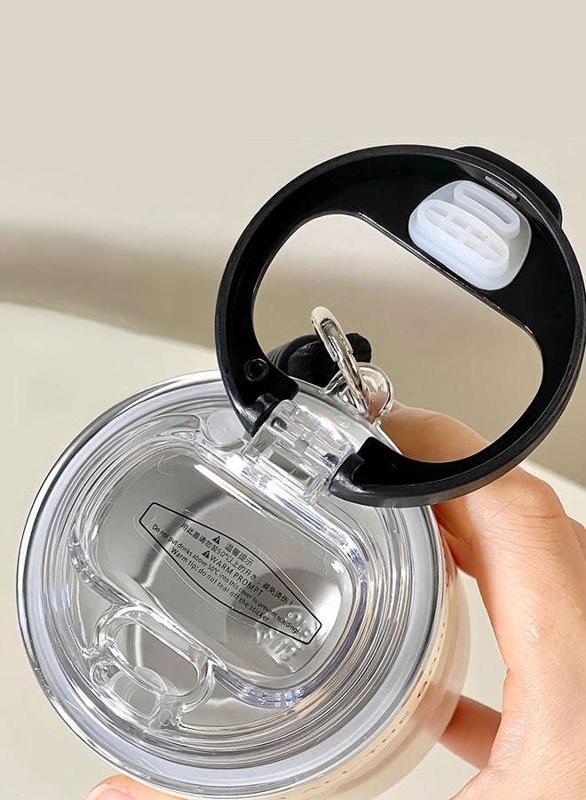 AHAKAC 316 Stainless Steel Coffee Mug - Double-Layer Insulation Cup - Double-Outlet Silicone Straw Water Cup 350ml - Image 5