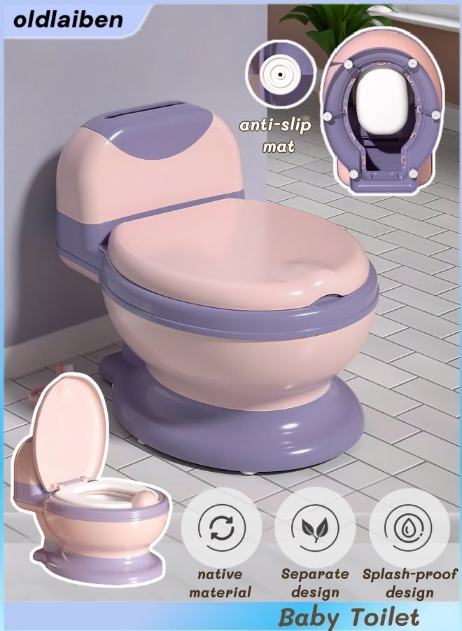 الدليبن مقعد تدريب على استخدام النونية، كرسي نونية الأطفال الصغار بمقعد ناعم، مرحاض تدريب على استخدام النونية بغطاء، مرحاض للأطفال الصغار قابل للإزالة، يحمل منشفة ورقية، مقاوم للرذاذ （بنفسجي أرجواني اللون） - Image 1