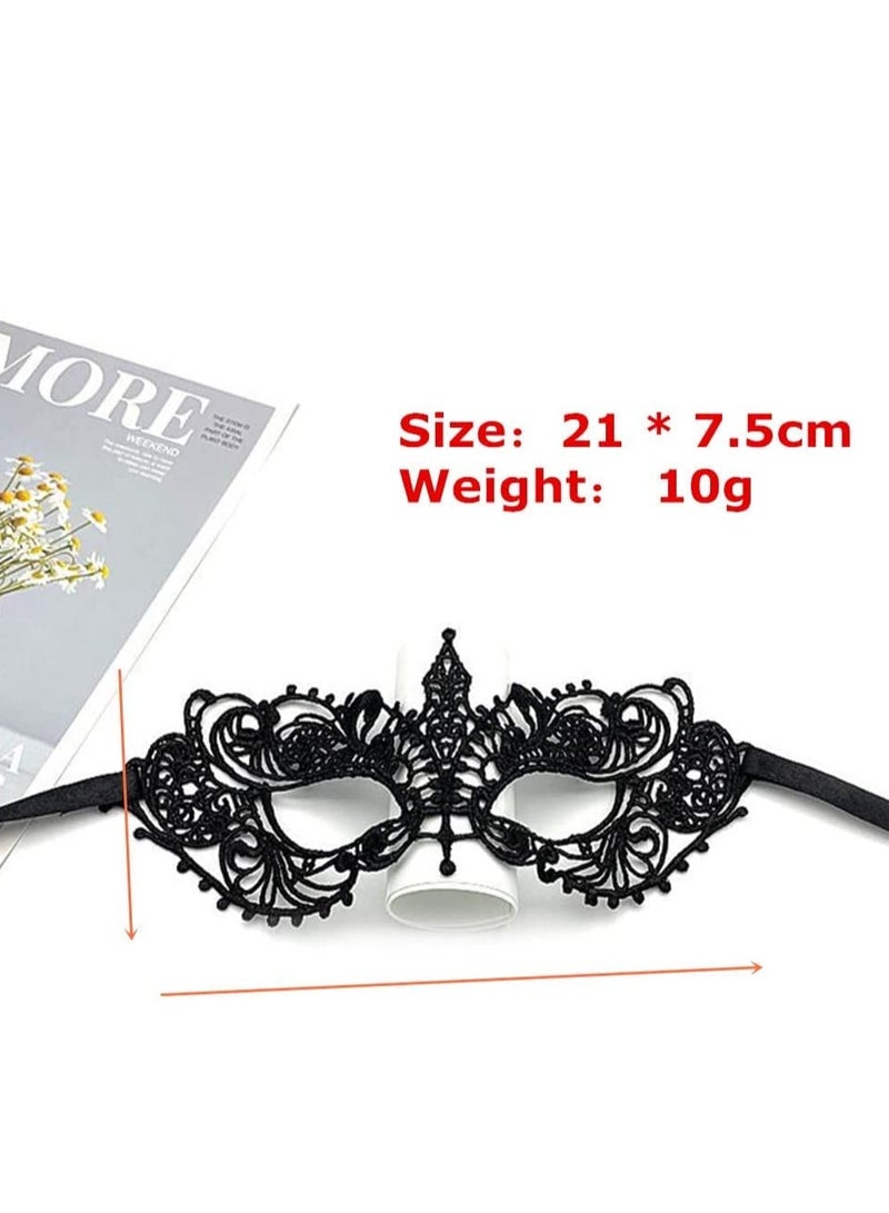 Excefore Women Lace Eye Mask, 4pcs Masquerade Masks Mysterious Face Venetian Eyemask for Carnival Party Costume Ball, Black - Image 4