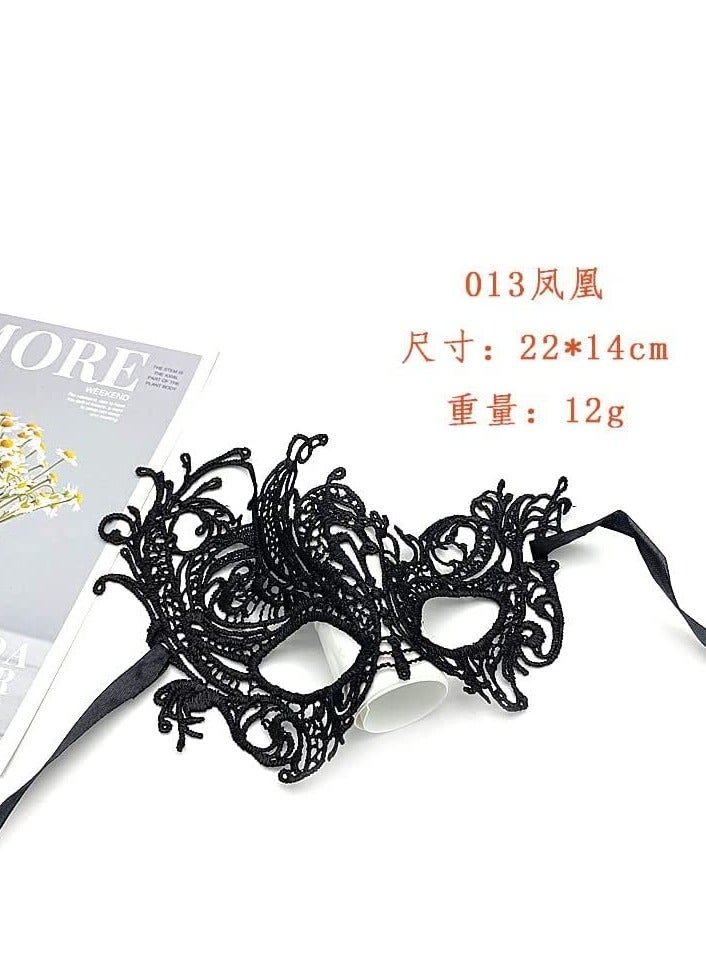 Excefore Women Lace Eye Mask, 4pcs Masquerade Masks Mysterious Face Venetian Eyemask for Carnival Party Costume Ball, Black - Image 5