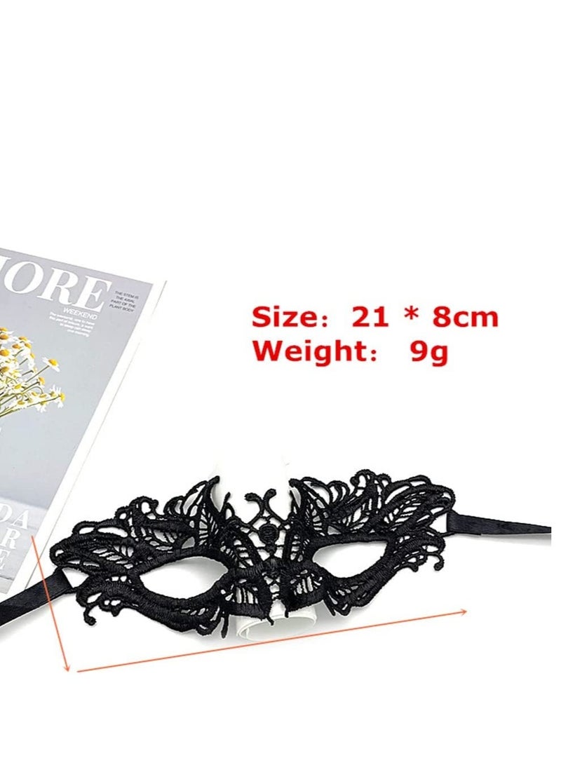 Excefore Women Lace Eye Mask, 4pcs Masquerade Masks Mysterious Face Venetian Eyemask for Carnival Party Costume Ball, Black - Image 3