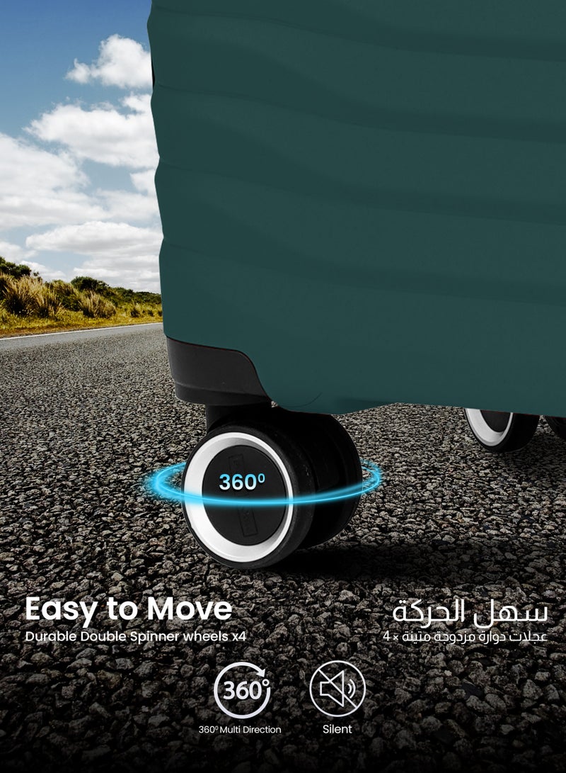 بارا جون مجموعة حقائب سفر بارا جون تريس ثلاث قطع قابلة للتوسيع من البولي بروبلين بعجلات مزدوجة  درجة مقاسات  و  و  باللون الأخضر الداكن - Image 3