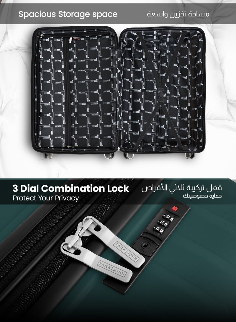 بارا جون مجموعة حقائب سفر بارا جون تريس ثلاث قطع قابلة للتوسيع من البولي بروبلين بعجلات مزدوجة  درجة مقاسات  و  و  باللون الأخضر الداكن - Image 4