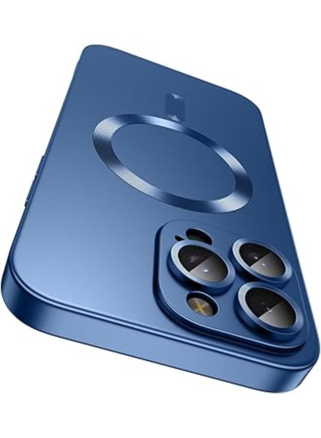 جراب مغناطيسي متوافق مع iPhone 16 Pro Max مع واقي عدسة الكاميرا، متوافق مع Magsafe، جراب هاتف نحيف مضاد للخدش ناعم من مادة TPU لحماية كاملة لهاتف iPhone 16 Pro Max (أزرق) - Image 1
